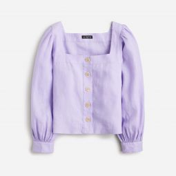Squareneck button-up top in linen