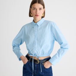 Cropped fitted-waist button-up shirt in stripe