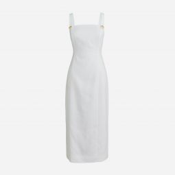 Stretch linen-blend sheath dress