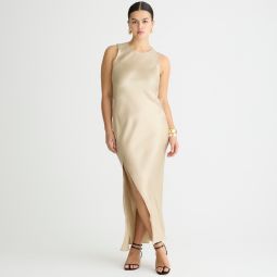 High-neck slip dress in luster crepe
