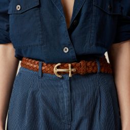 Anchor-buckle belt in Italian leather
