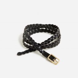 Skinny braided belt in Italian leather