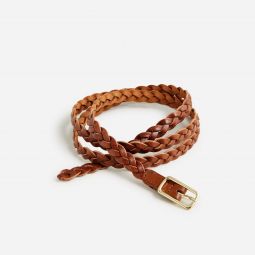 Skinny braided belt in Italian leather