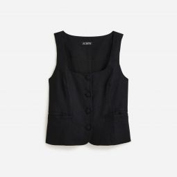 Scoopneck linen-blend vest