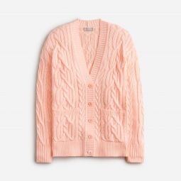 Cable-knit cardigan sweater