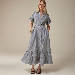 Amelia maxi shirtdress in stripe cotton poplin