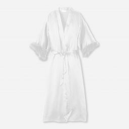 Petite Plume womens silk robe with feathers