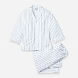 Petite Plumeu0026trade; womens wide-leg pajama set in luxe Pima cotton stripe