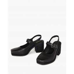 Intentionally Blank Leather Office Mary Jane Slingbacks in Black