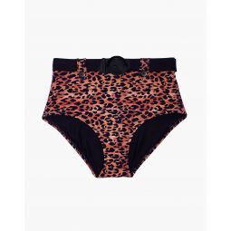 Solid & Striped Annie High-Waist Bikini Bottom in Leopard Print