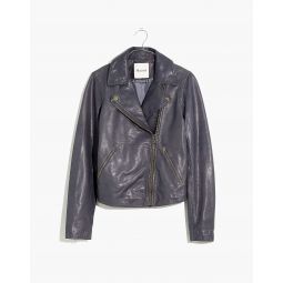 Washed Leather Motorcycle Jacket: Brass Hardware Edition