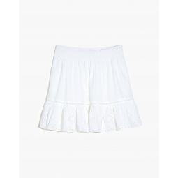 Plus Embroidered Smock-Waist Ruffle Mini Skirt