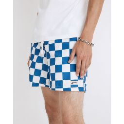 Bather Swim Trunks in Blue Checkerboard