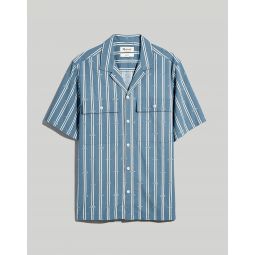 Boxy Short-Sleeve Shirt in Wave Print