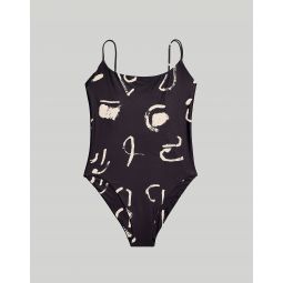 Madewell x Caroline Z Spaghetti-Strap One-Piece Swimsuit in Abstract Alpha