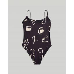 Plus Madewell x Caroline Z Hurley Spaghetti-Strap One-Piece Swimsuit in Abstract Alpha