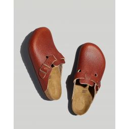 Birkenstock Boston Textured Leather Soft Footbed Clogs