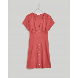 Shirred Button-Front Mini Dress