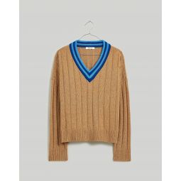 Tipped V-Neck Oversized Sweater