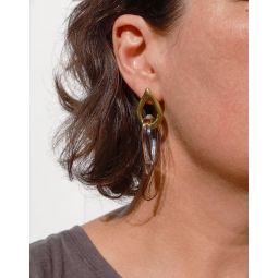 Jane DArensbourg Teardrop Brass and Glass Stud Earrings