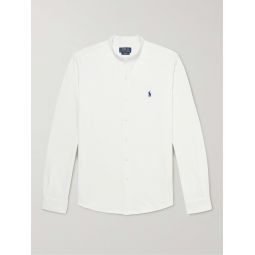 Grandad-Collar Logo-Embroidered Cotton-Pique Shirt