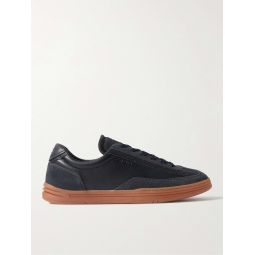 Rock Suede-Trimmed Leather Sneakers