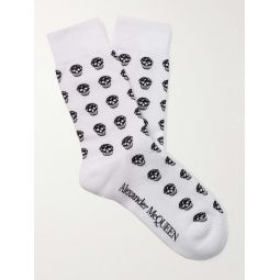 Skull-Intarsia Cotton-Blend Socks
