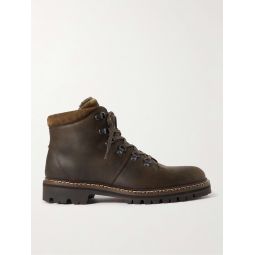 Jacques Wax Commander Suede-Trimmed Leather Boots
