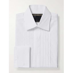 Pleated Double-Cuff Cotton-Poplin Tuxedo Shirt