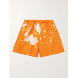 Straight-Leg Distressed Bleached Cotton-Jersey Shorts