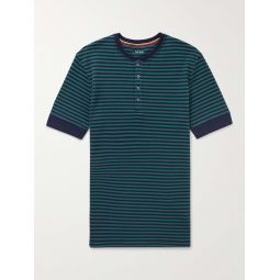 Striped Cotton and Modal-Blend Pique Henley T-Shirt