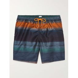 Straight-Leg Mid-Length Striped Recycled-Jacquard Swim Shorts
