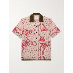 + Eric Haze Velvet-Trimmed Printed Poplin Shirt
