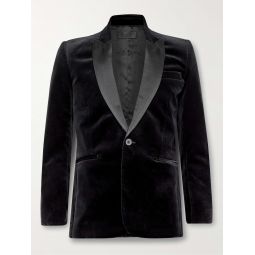 Orbison Slim-Fit Silk Satin-Trimmed Cotton-Blend Velvet Suit Jacket