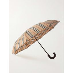 Checked Leather-Handle Umbrella