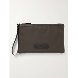 Leather-Trimmed Recycled Nylon Pouch