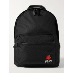 Crest Appliqued Logo-Embroidered Canvas Backpack