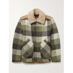 Lane Checked Wool-Blend Felt, Corduroy and Faux Shearling Jacket