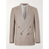 Double-Breasted Wool, Silk and Linen-Blend Hopsack Suit