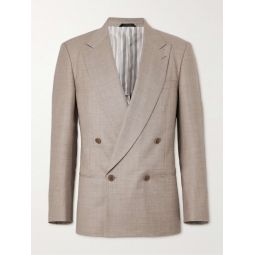 Double-Breasted Wool, Silk and Linen-Blend Hopsack Suit
