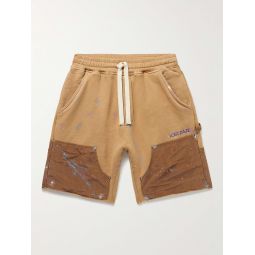 Straight-Leg Paint-Splattered Cotton-Jersey Drawstring Shorts