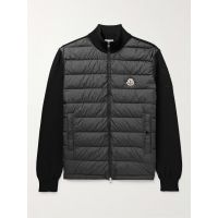 Panelled Cotton and Quilted Shell Down Zip-Up Cardigan