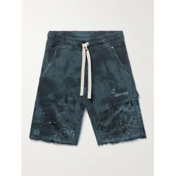 Paint-Splattered Printed Cotton-Jersey Drawstring Shorts