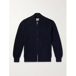 Ribbed Organic Cotton Zip-Up Sweater