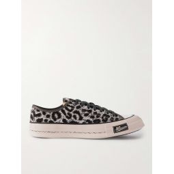 Skagway Leather-Trimmed Leopard-Print Corduroy Sneakers