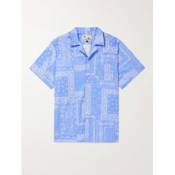 Camp-Collar Bandana-Print Cotton Shirt