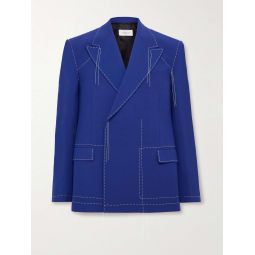 Double-Breasted Embroidered Woven Tuxedo Jacket