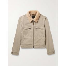 Bedford Shearling-Trimmed Cotton-Canvas Trucker Jacket