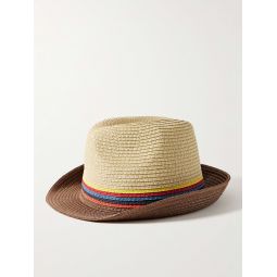 Striped Braided Straw Trilby Hat