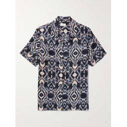 Camp-Collar Printed Linen Shirt